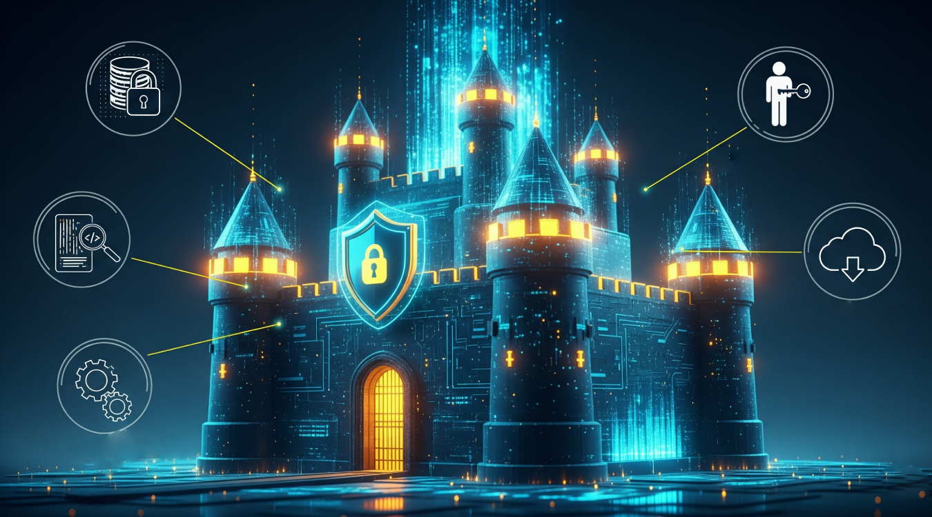 A visual representing AI safety and security